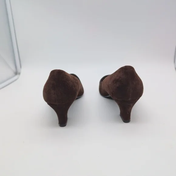 Mootsie's Tootsies Sz 10 Brown Suede Heels with Pointed Toe Vintage 90s - Picture 6 of 9